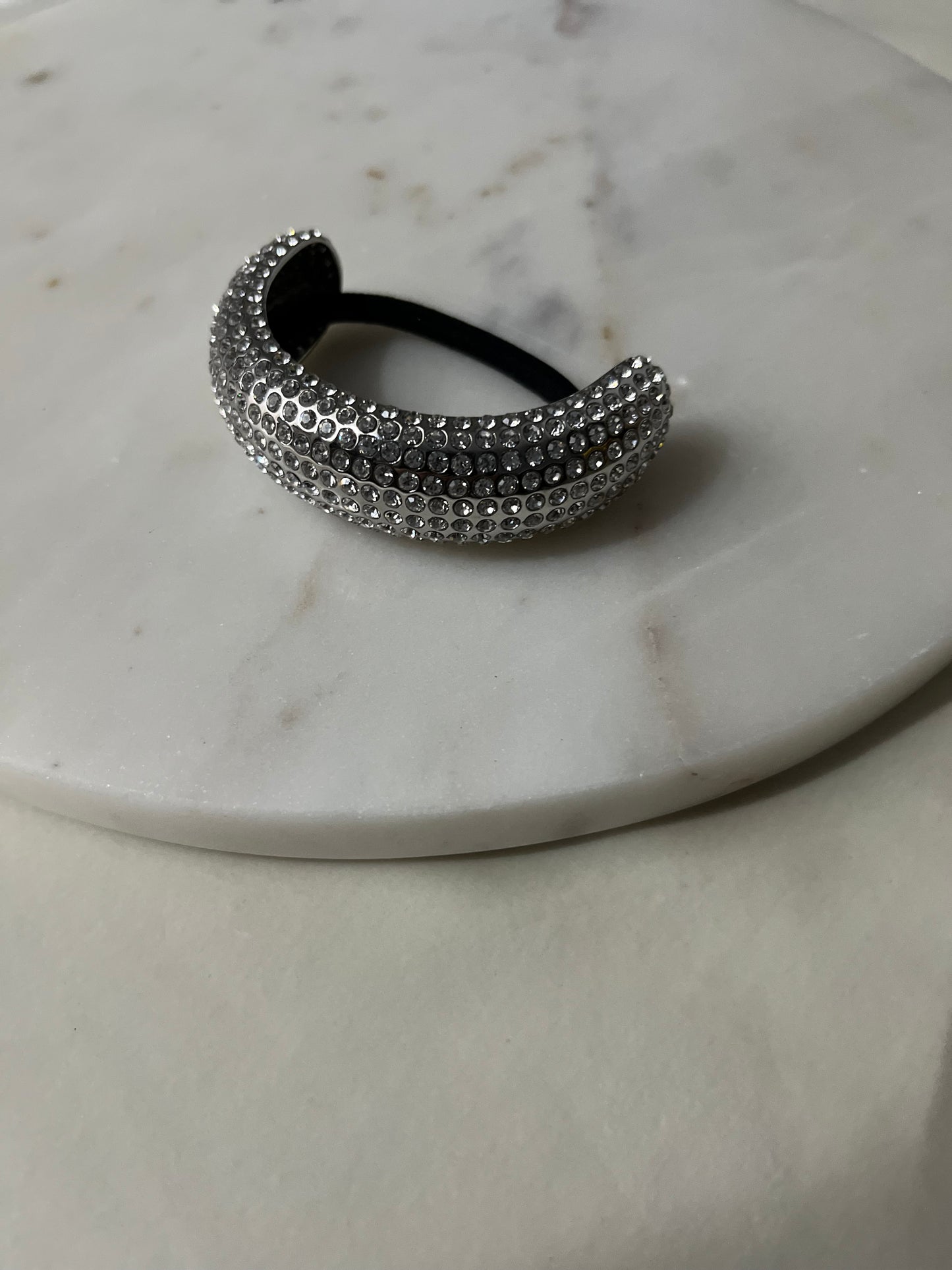 Crystal XL Ponytail Hair Tie Silver