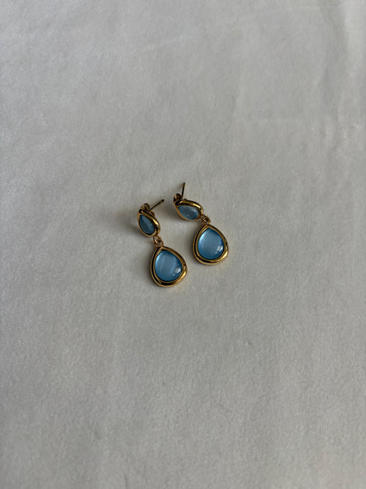 Blue Crystal Teardrop Earrings