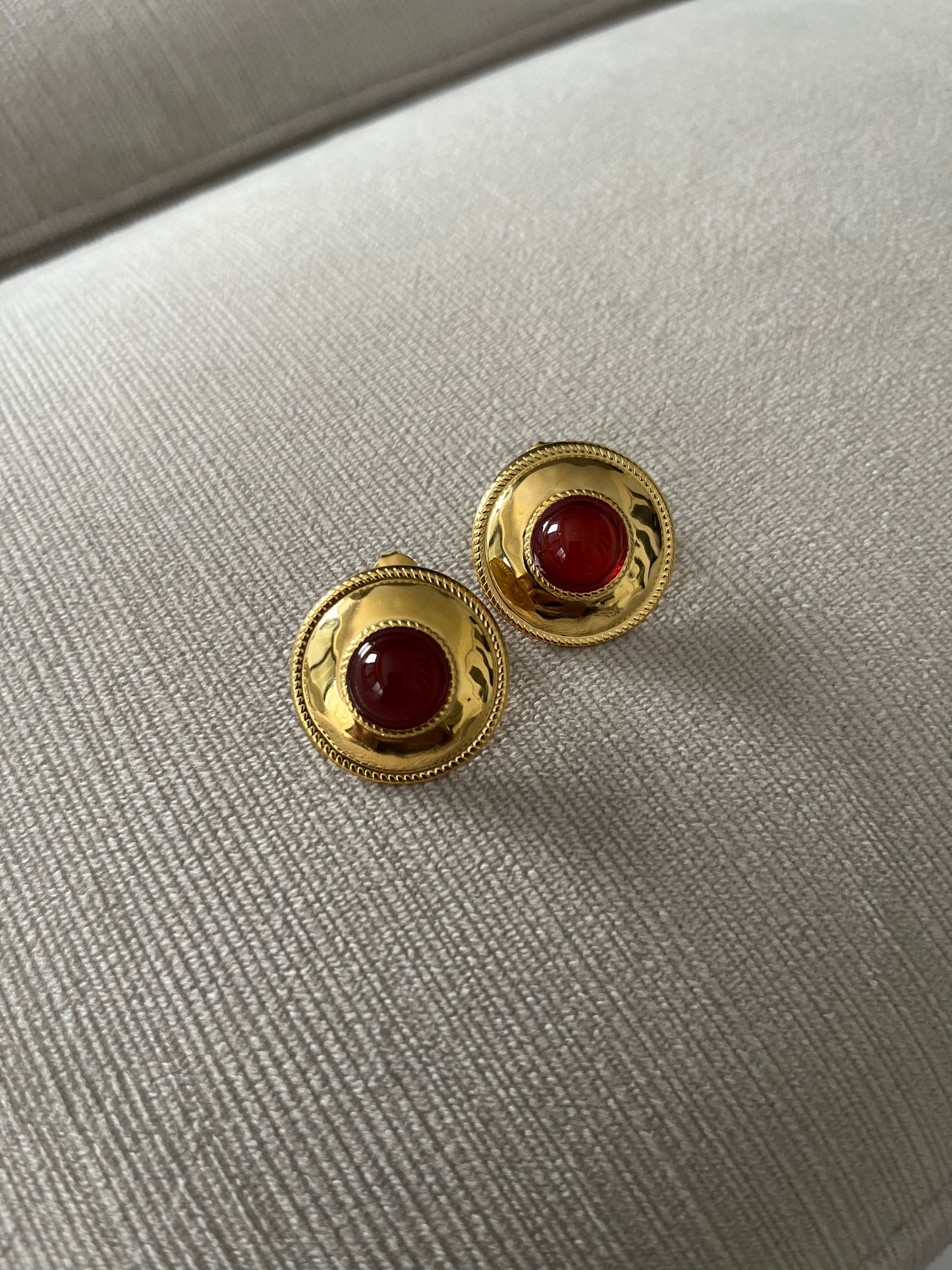 Burgundy Round Earrings