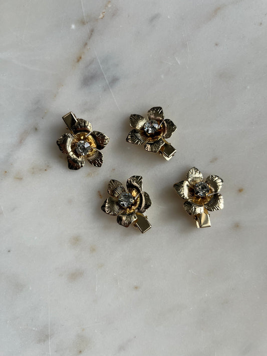 Gold Flower Hair Clips