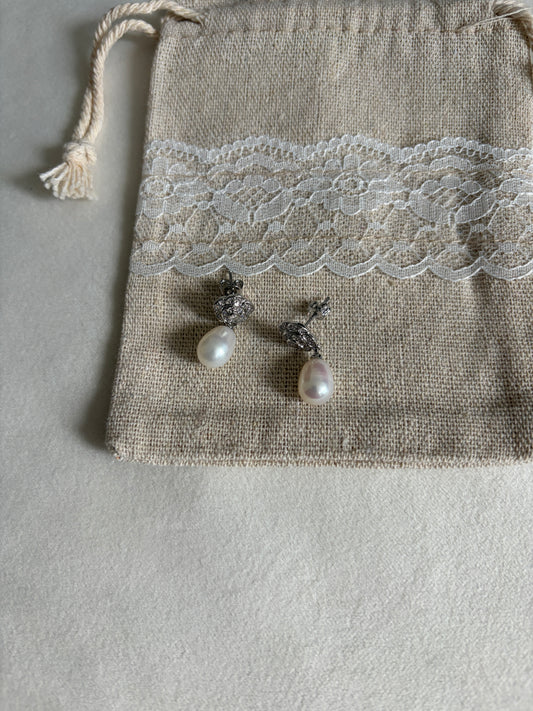 Pearl Flower Drop Earrings